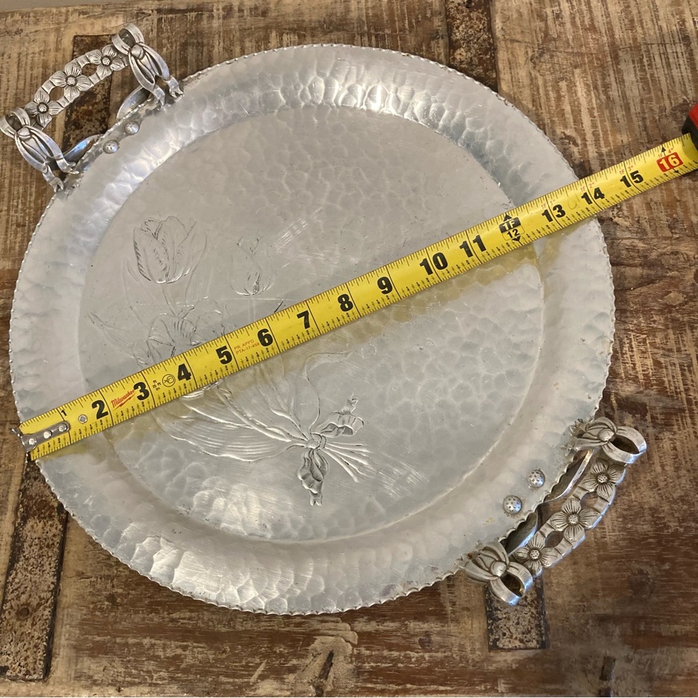 Vintage Rodney Kent Hammered Aluminum Round 14" Serving Tray # 409 - Picture 15 of 15